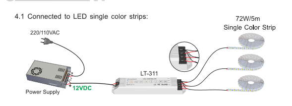 LT-311RF DC12-24 V,100 m remote control distance good quality led dimmer hot applied for led lights - photo 1